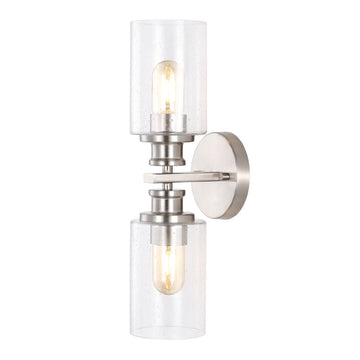 Jules Edison 16.5" Cylinder Iron/Seeded Glass Farmhouse Contemporary LED Wall Sconce